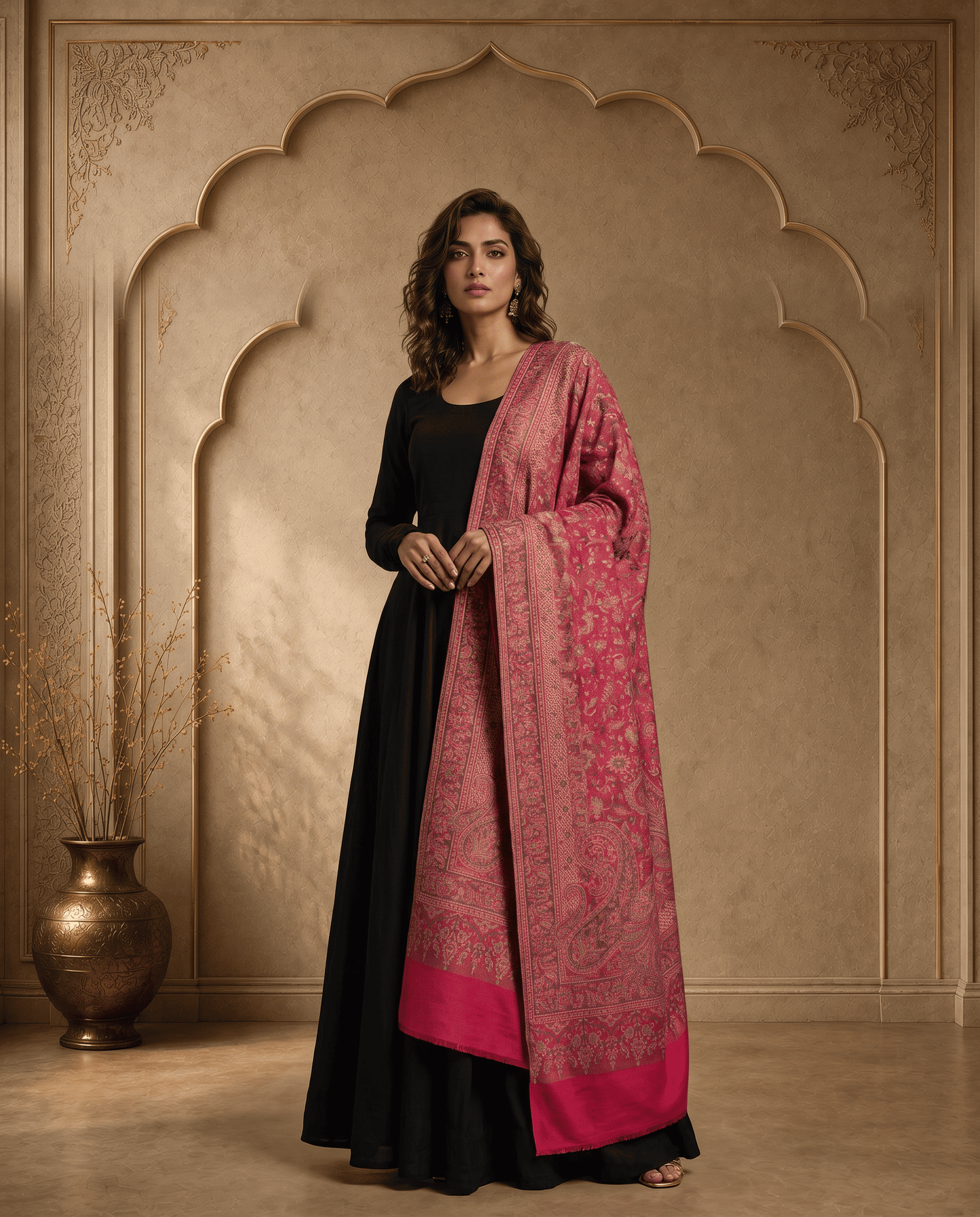 Royal Plum Paisley Jamavar Shawl