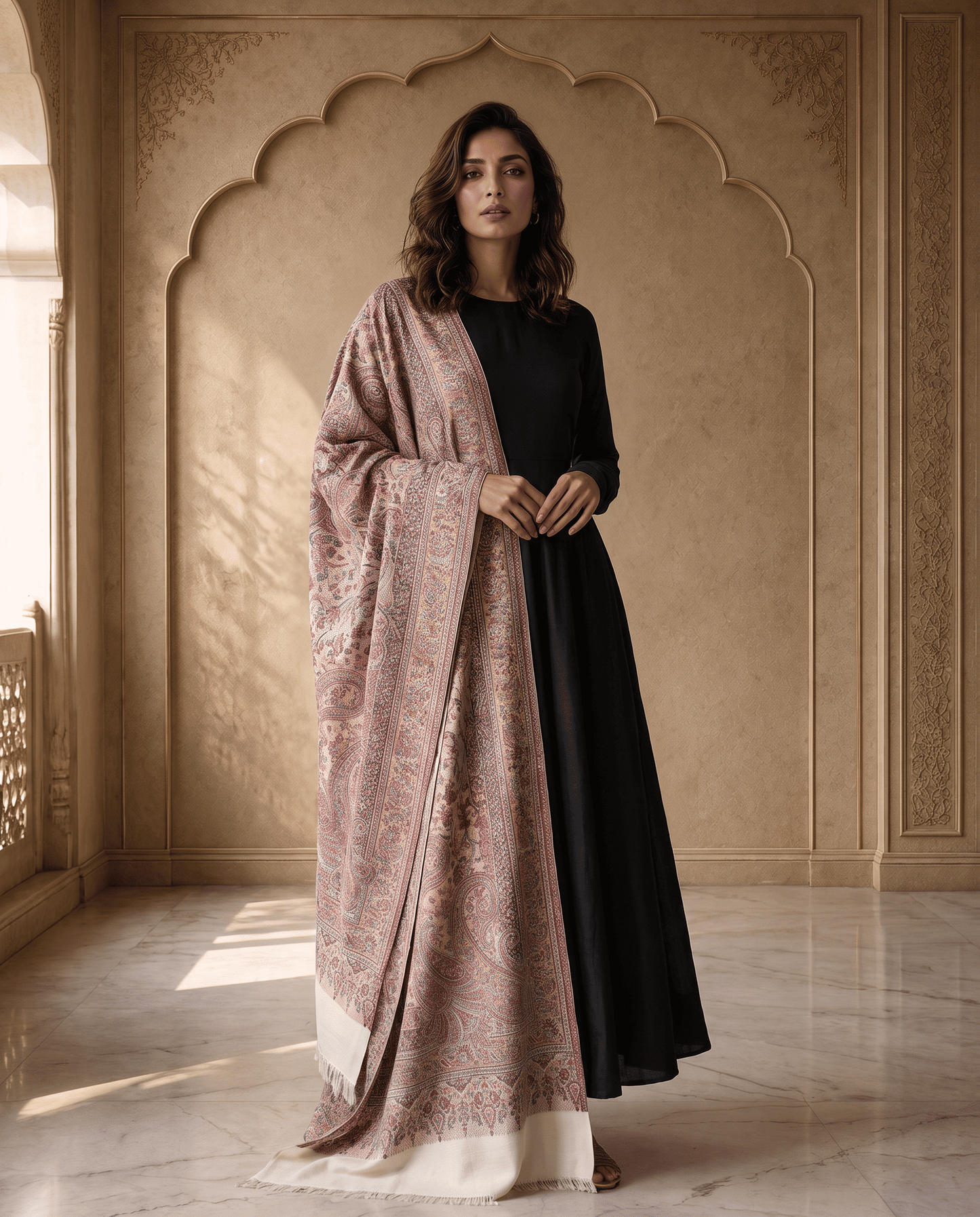 Royal Plum Paisley Jamavar Shawl