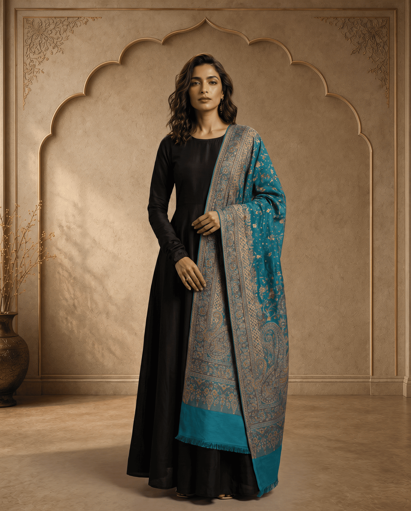 Royal Plum Paisley Jamavar Shawl