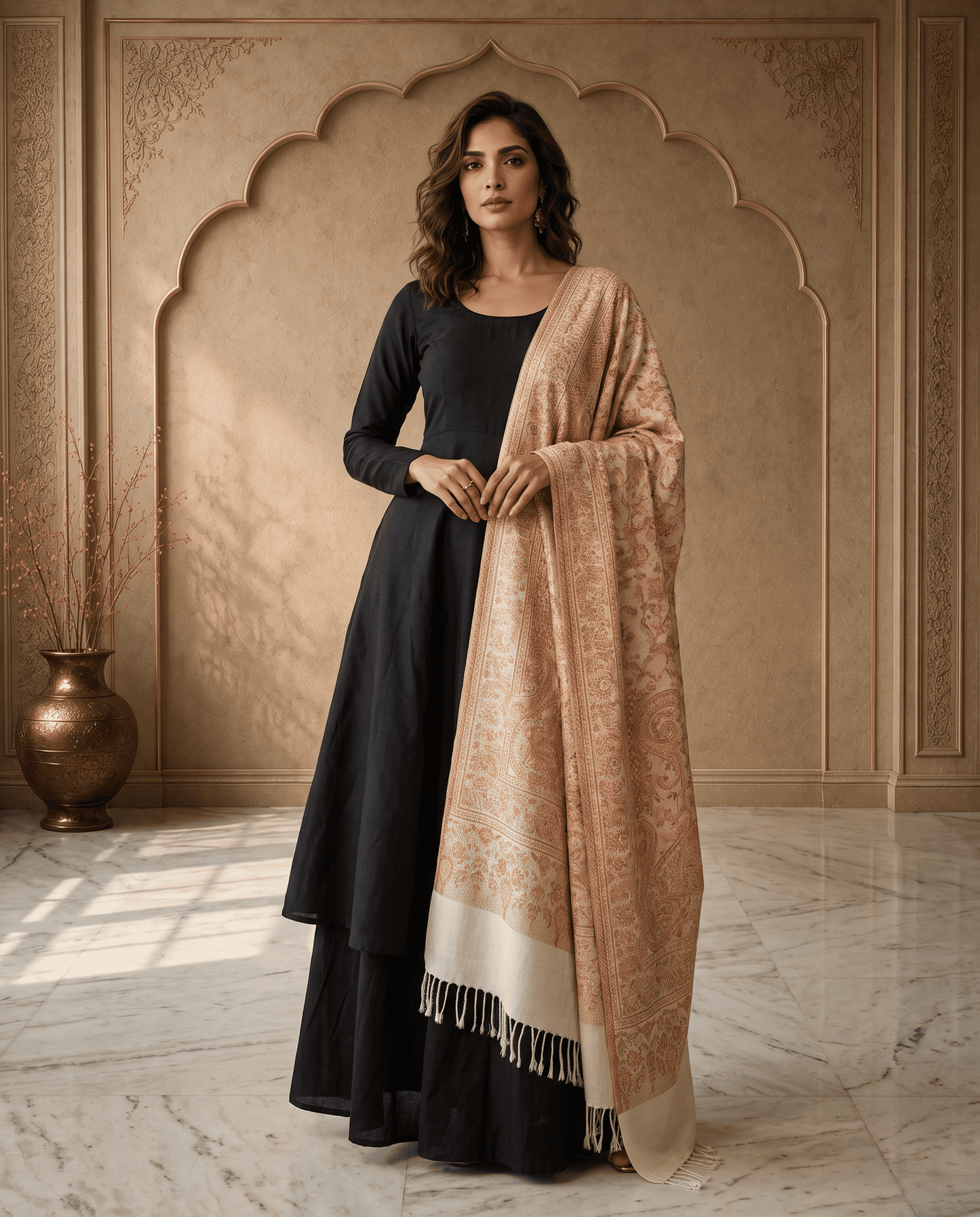 Royal Plum Paisley Jamavar Shawl