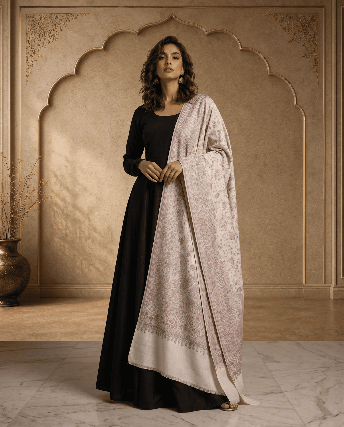 Royal Plum Paisley Jamavar Stole