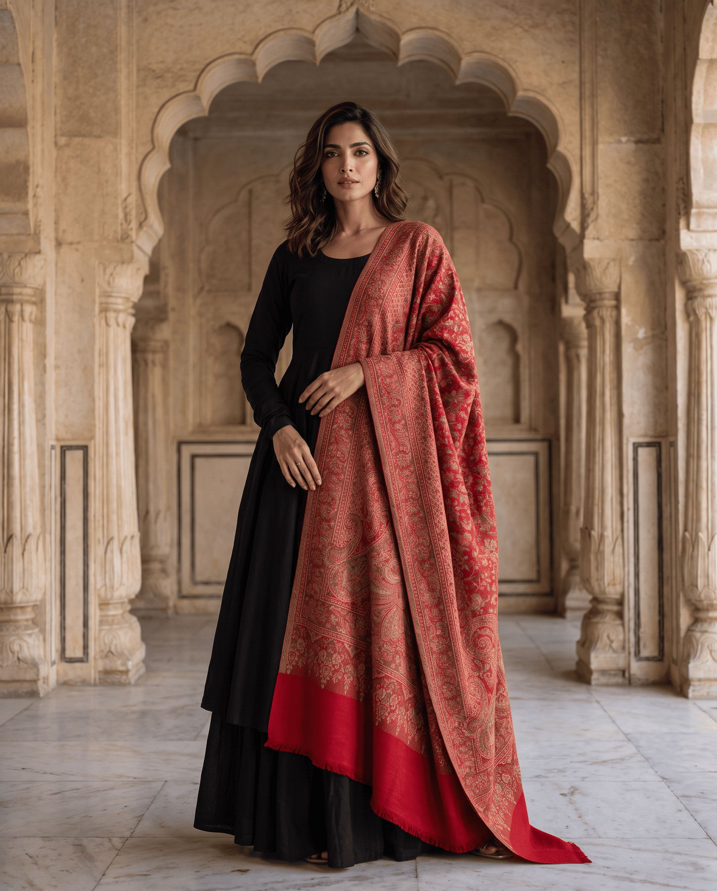 Royal Plum Paisley Jamavar Shawl