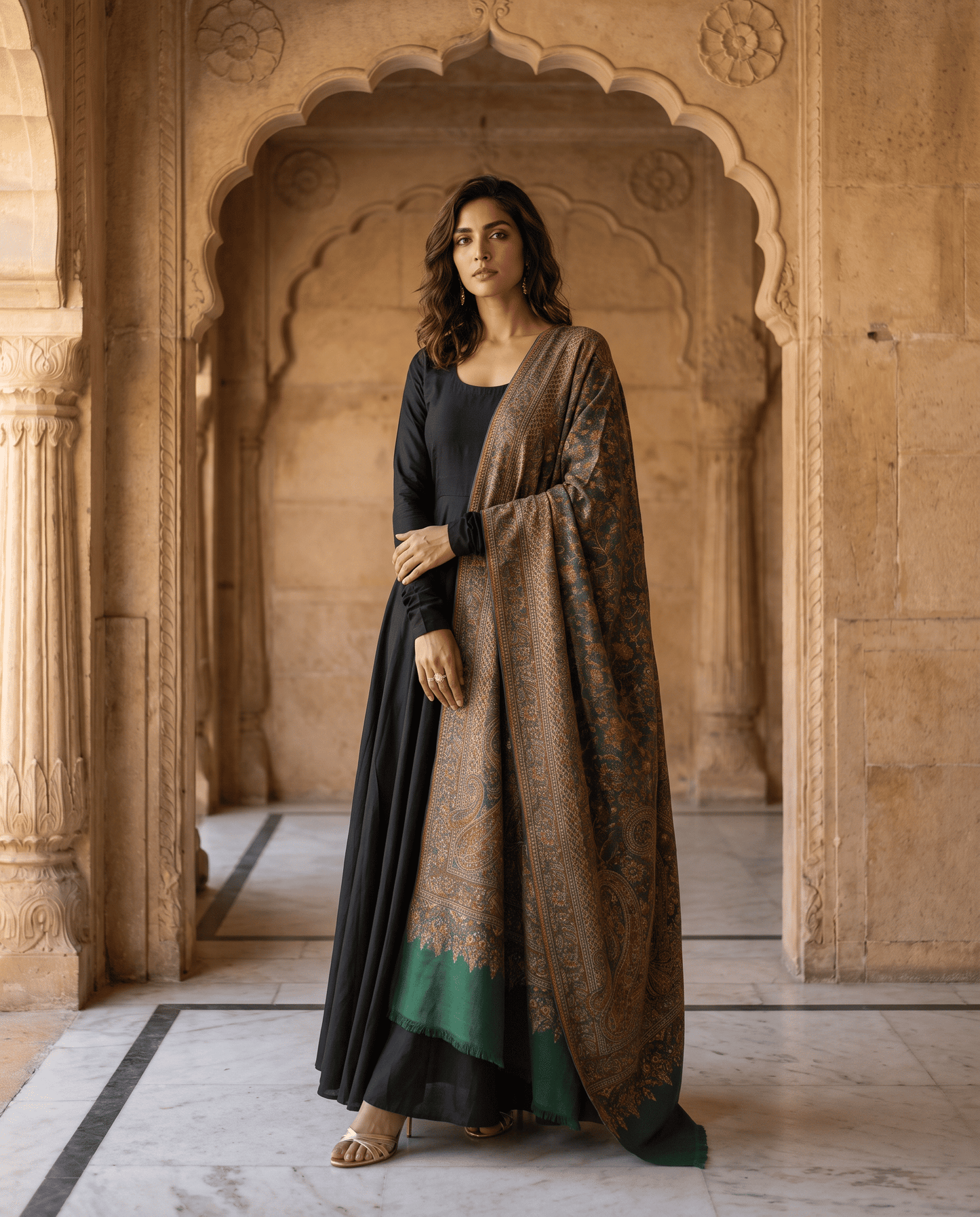 Royal Plum Paisley Jamavar Shawl