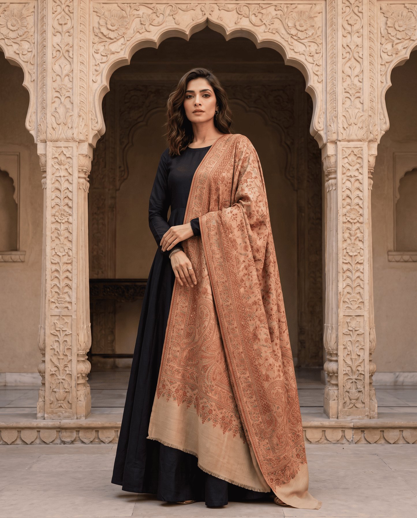 Royal Plum Paisley Jamavar Shawl