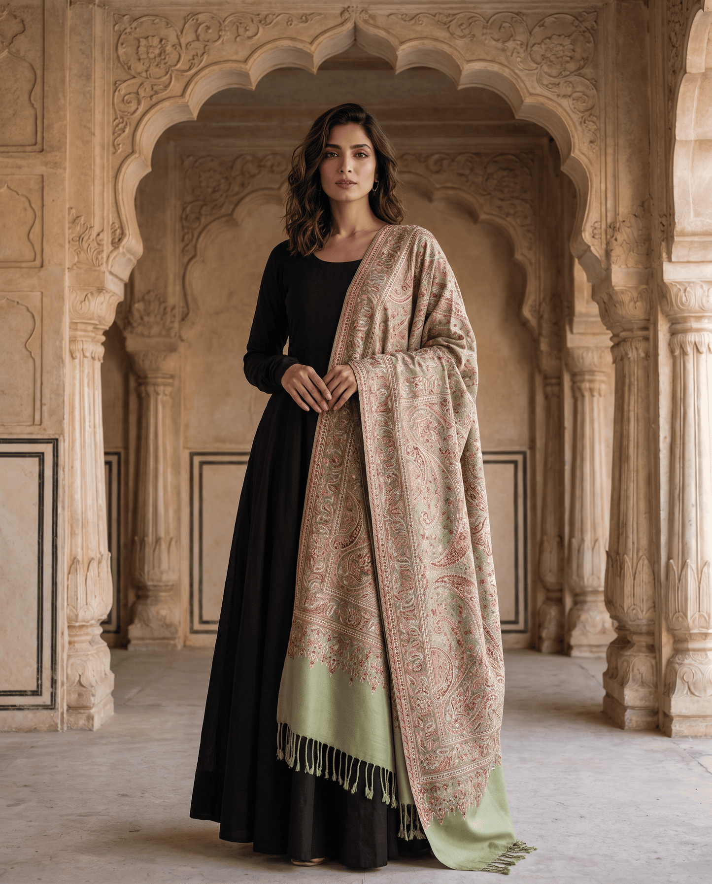 Royal Plum Paisley Jamavar Shawl