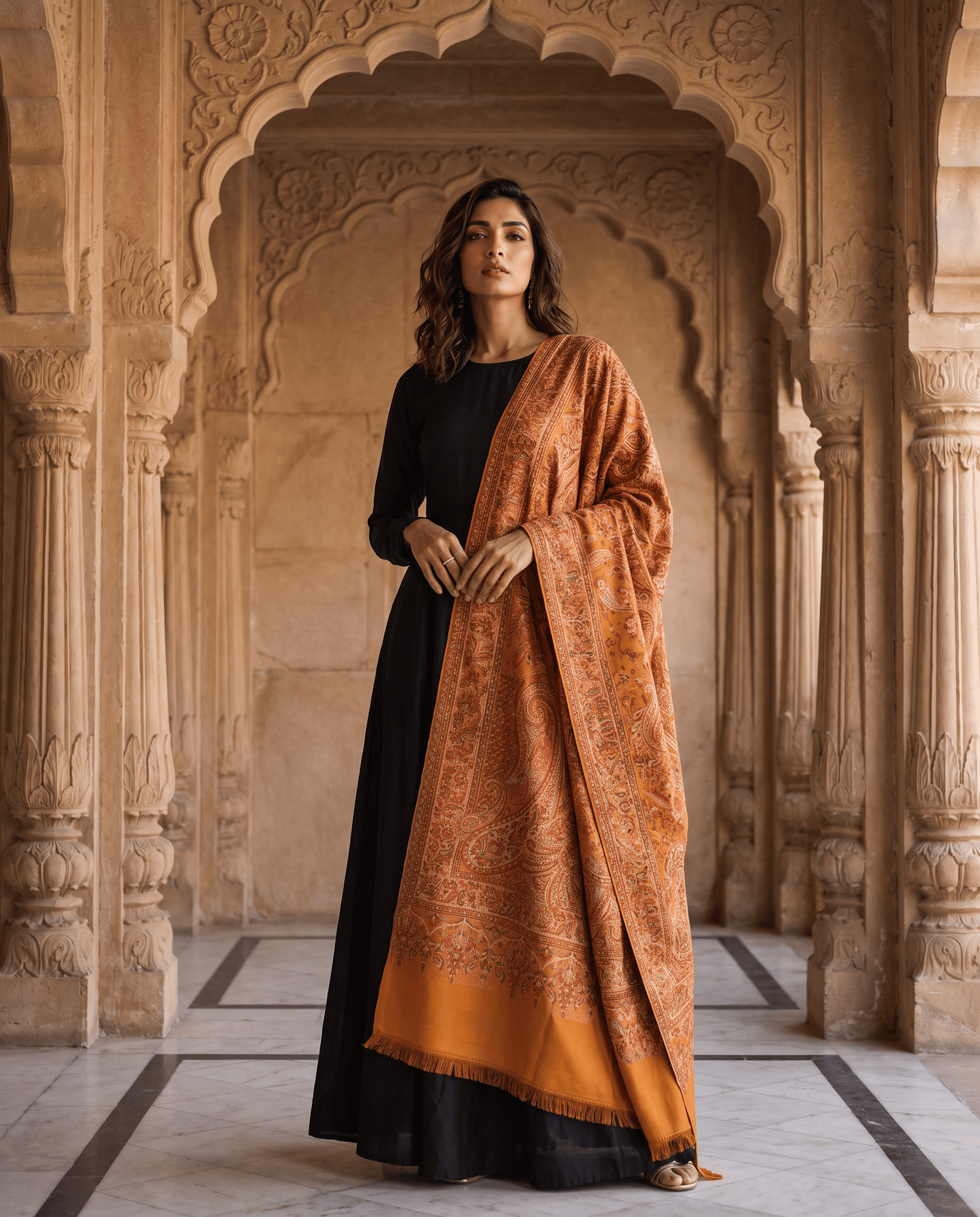 Royal Plum Paisley Jamavar Shawl