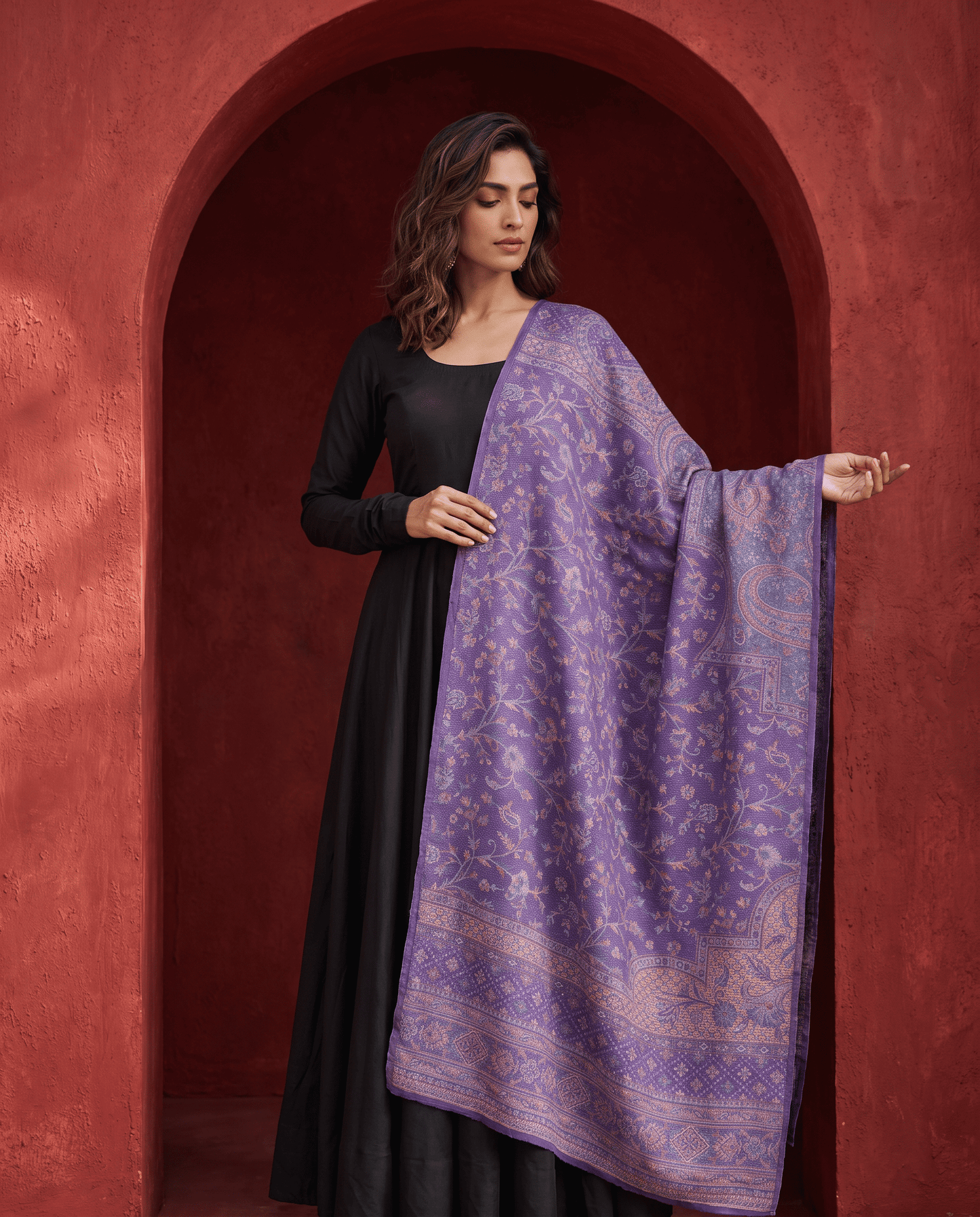 Royal Plum Paisley Heritage Shawl