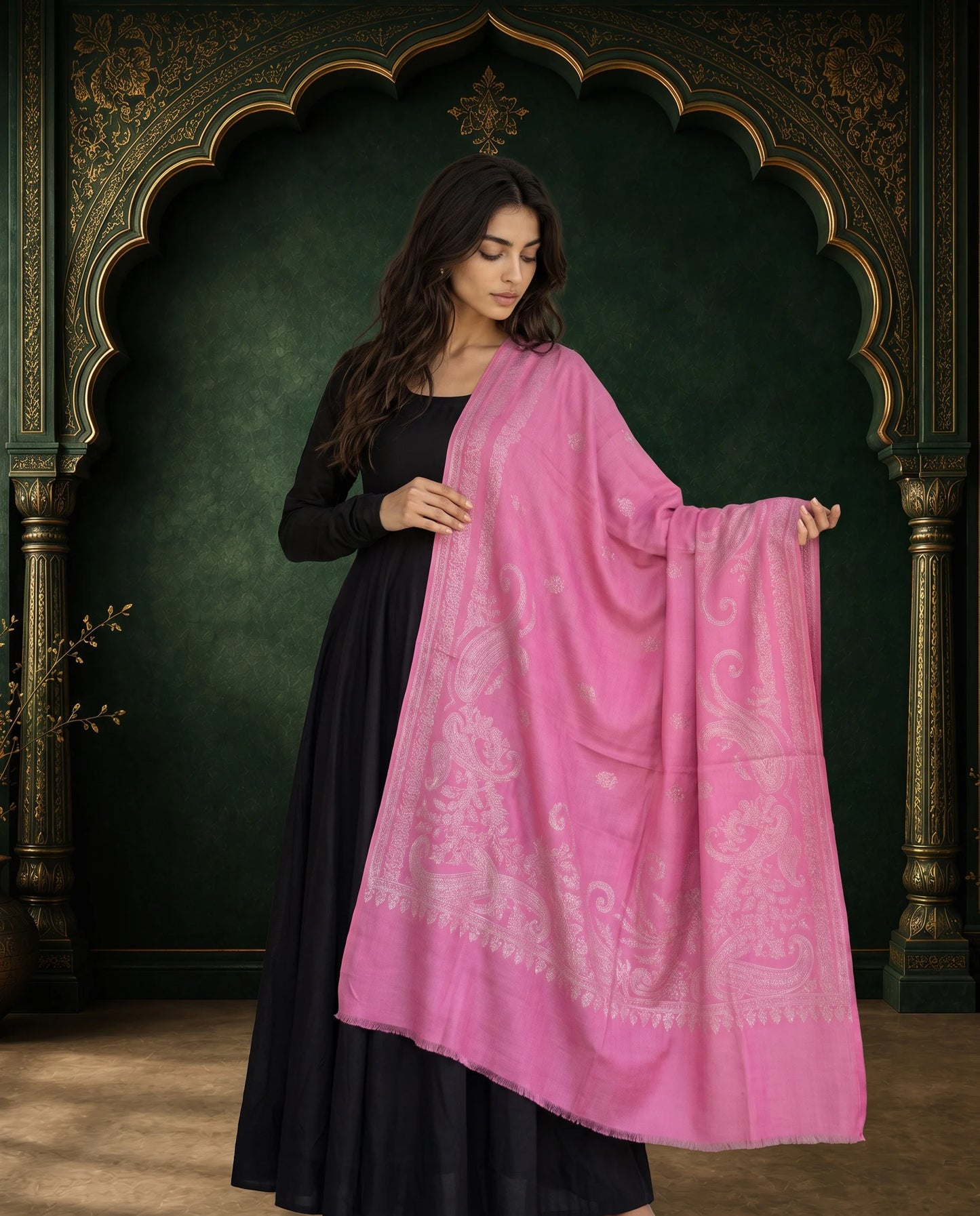 Ruby Royale Moonlight Reversible Zari Shawl
