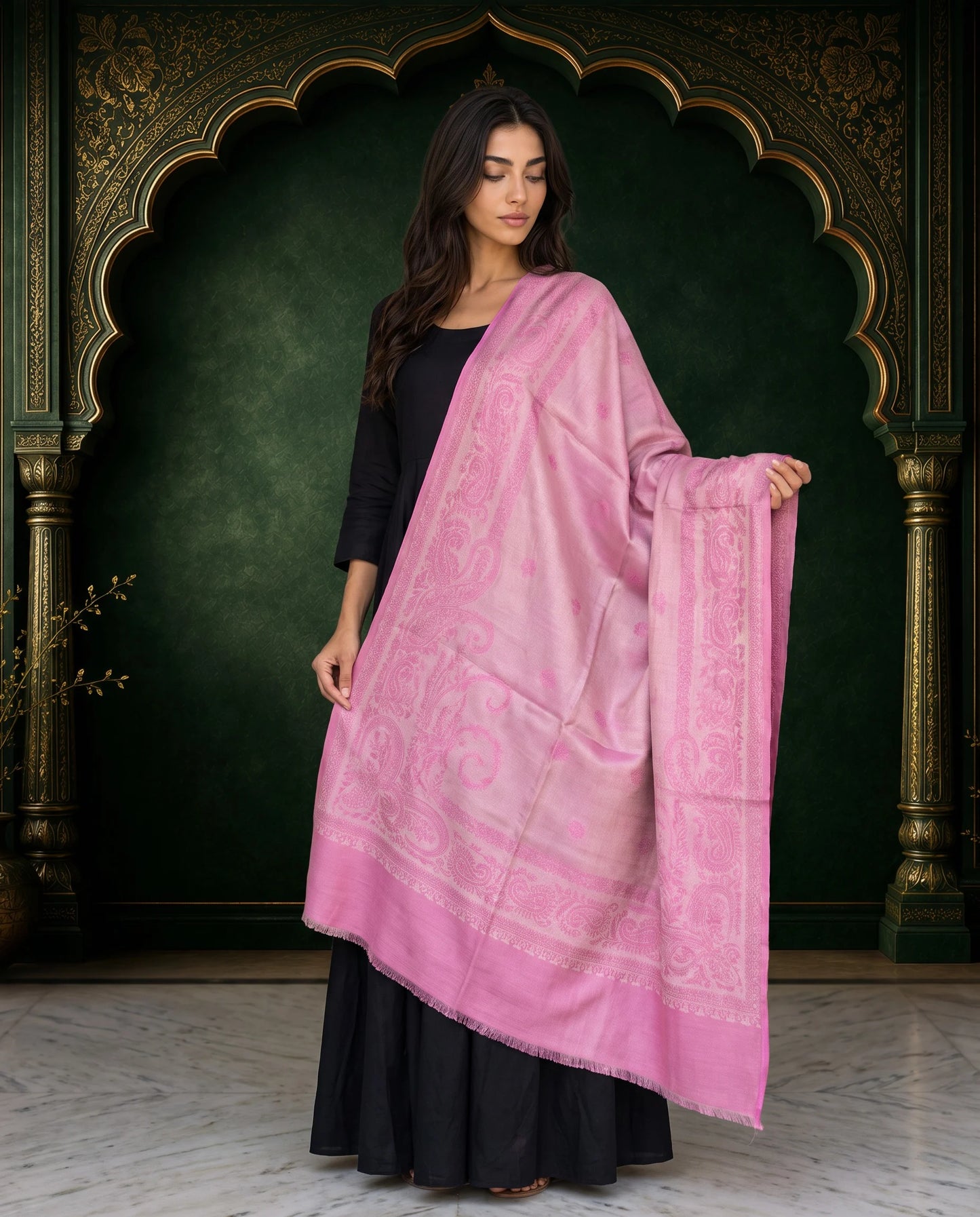 Ruby Royale Moonlight Reversible Zari Shawl