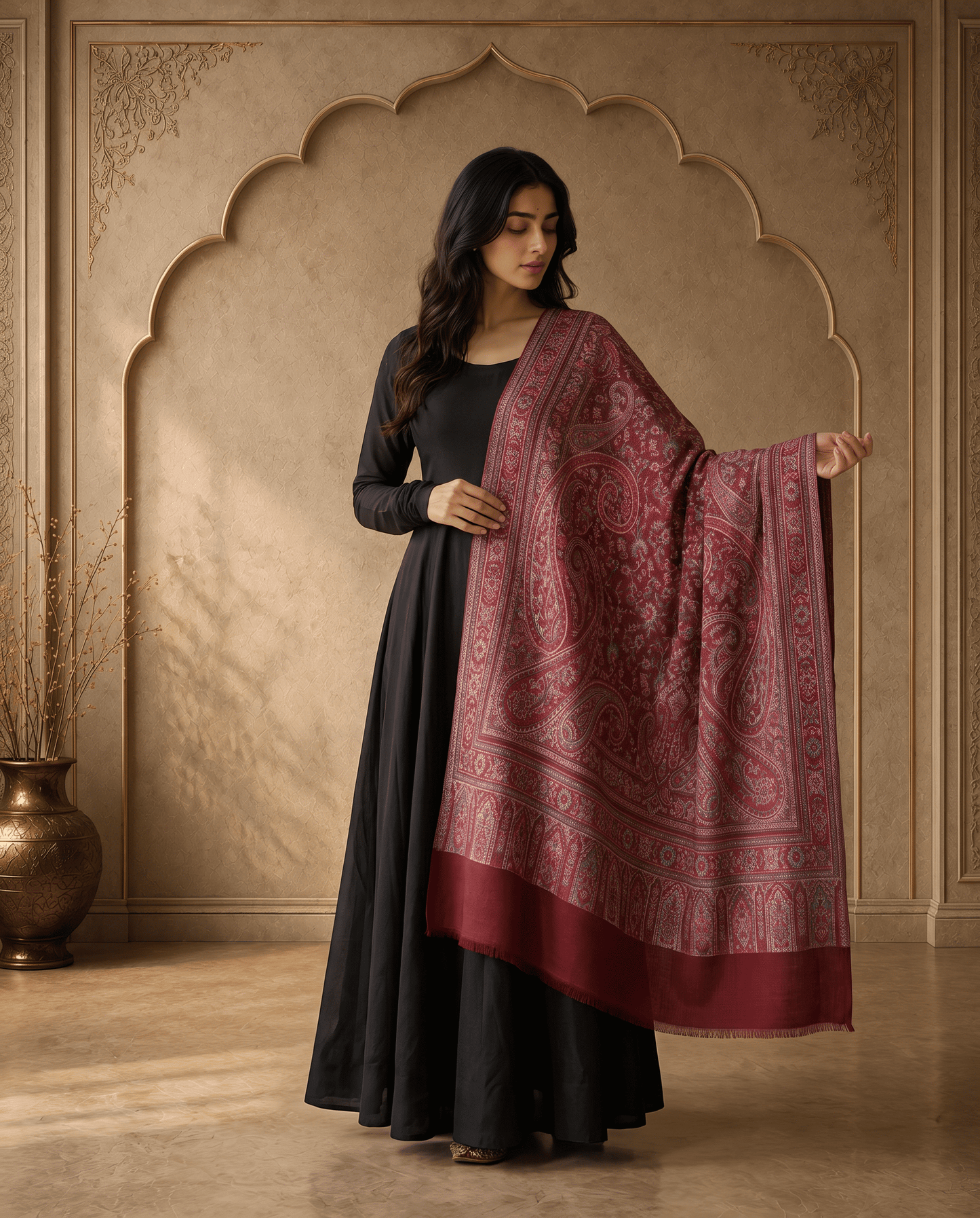 Royal Crimson Paisley Heritage Stole