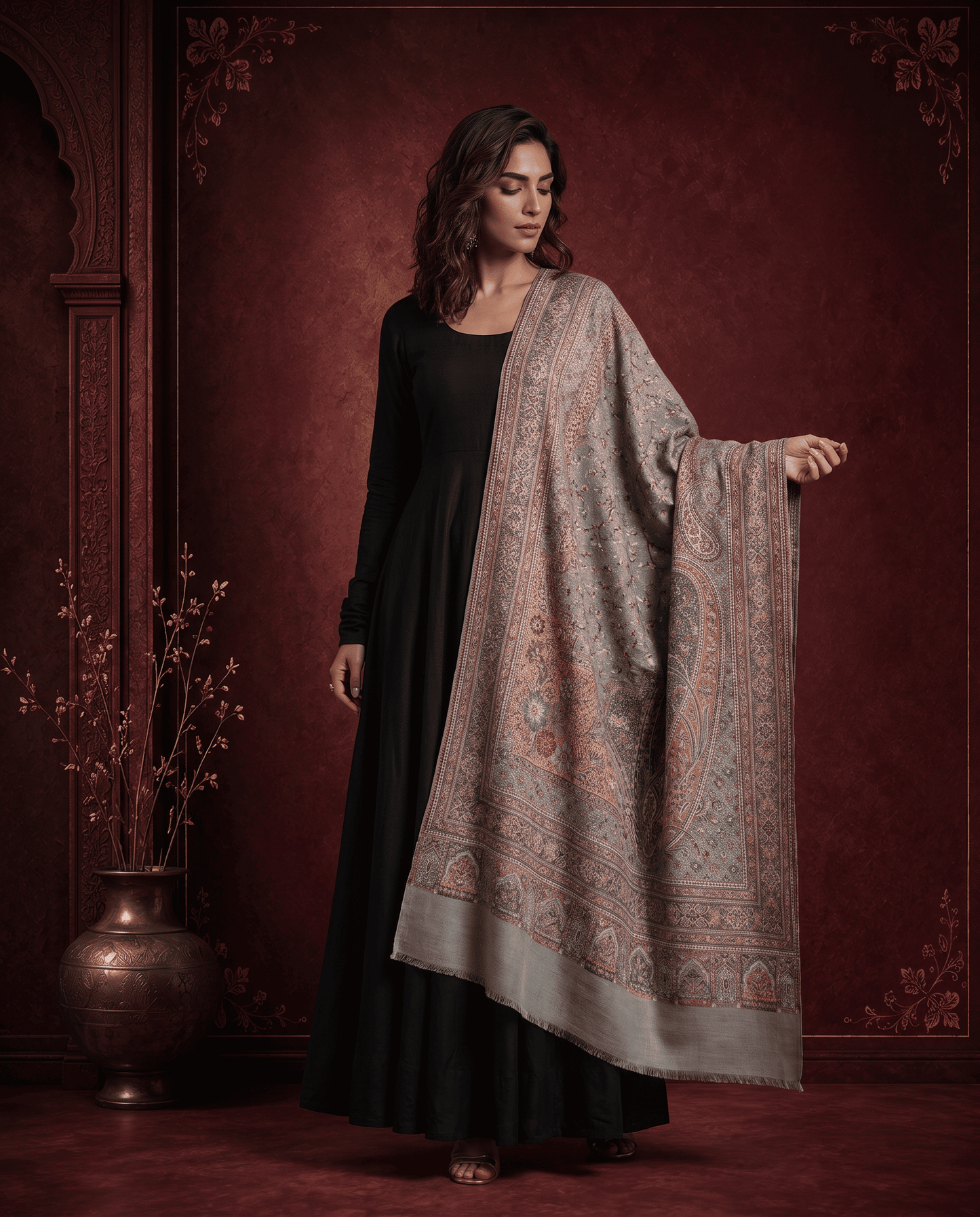 Royal Plum Paisley Heritage Shawl