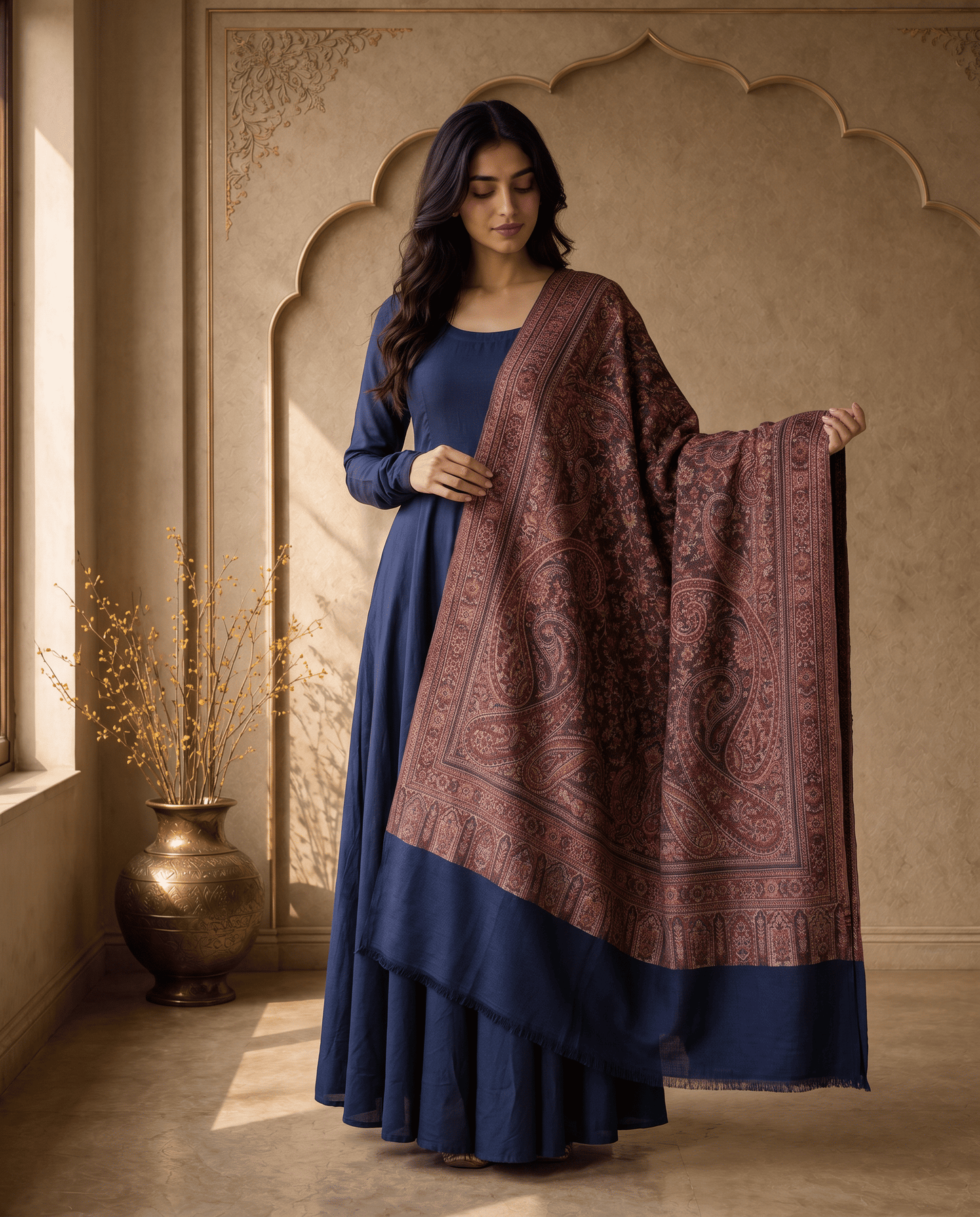 Royal Crimson Paisley Heritage Stole