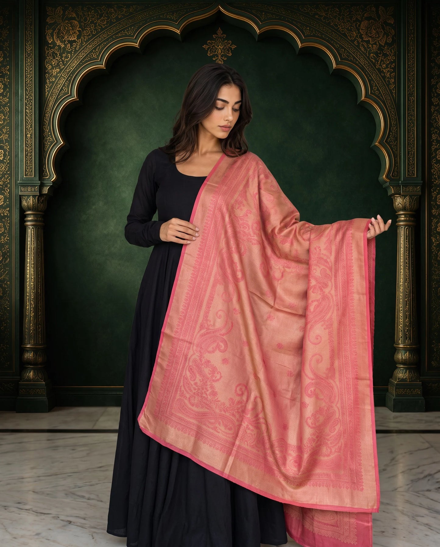 Ruby Royale Moonlight Reversible Zari Shawl