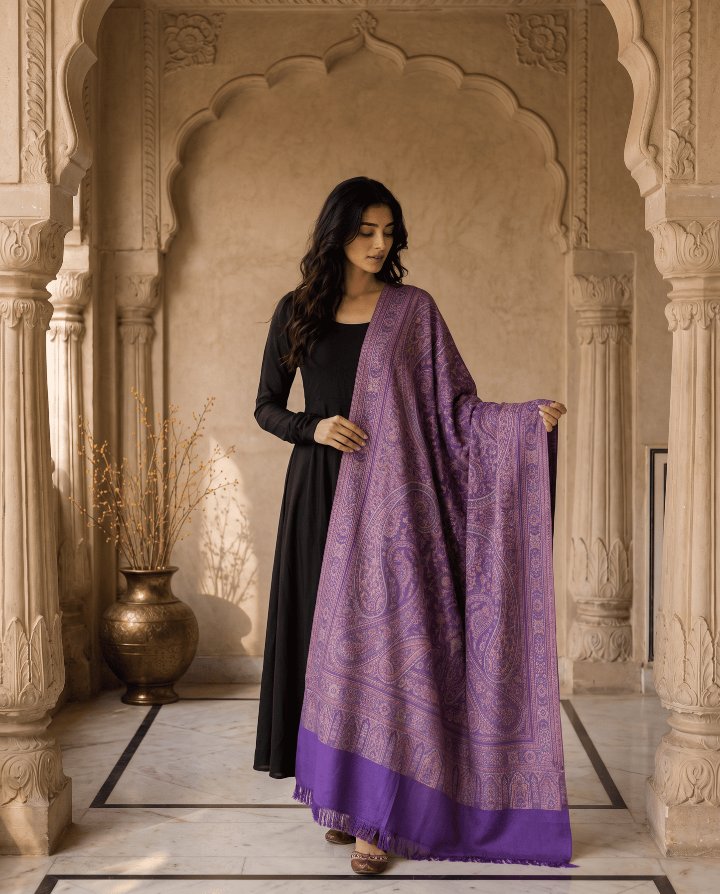 Royal Crimson Paisley Heritage Stole