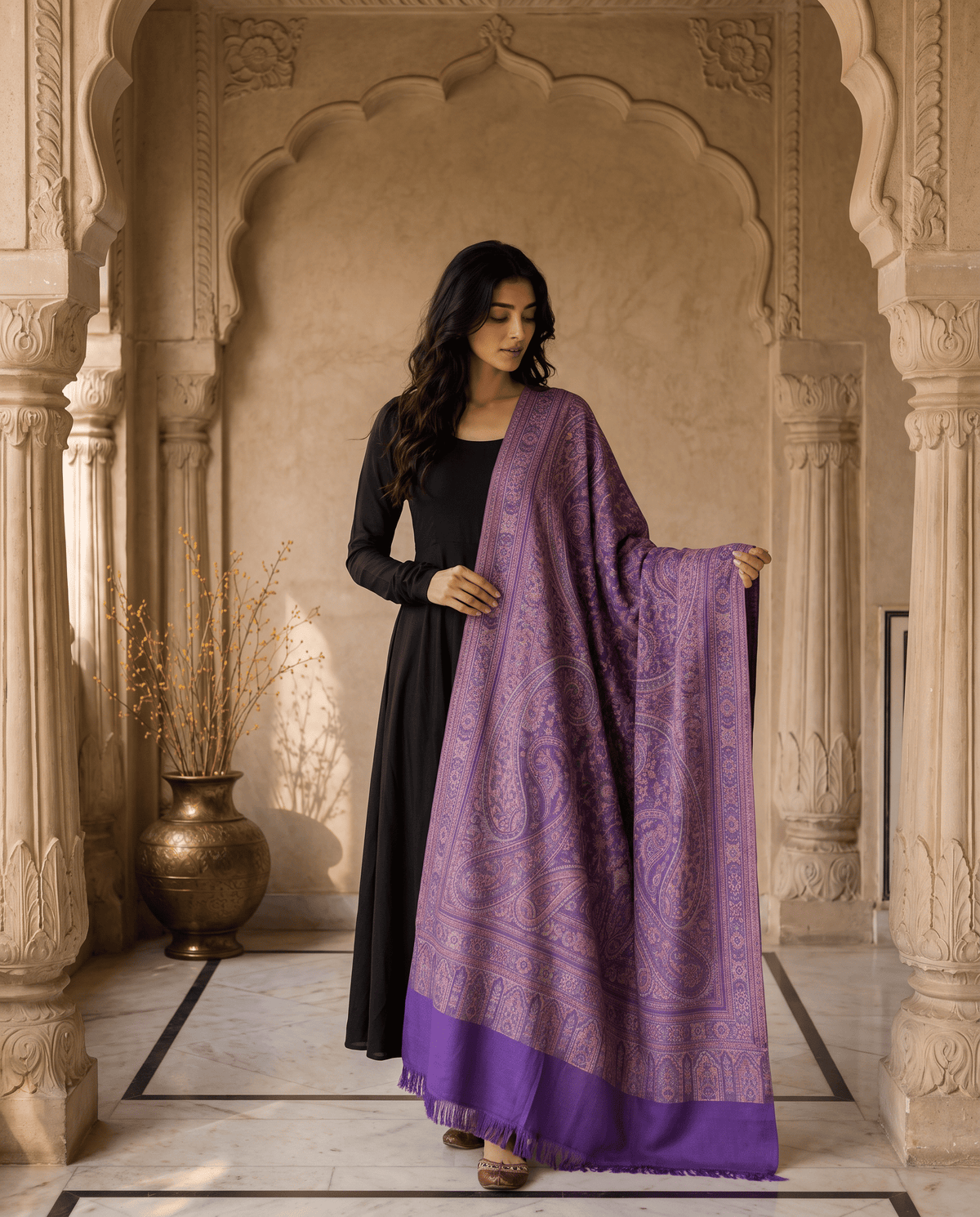 Royal Crimson Paisley Heritage Stole