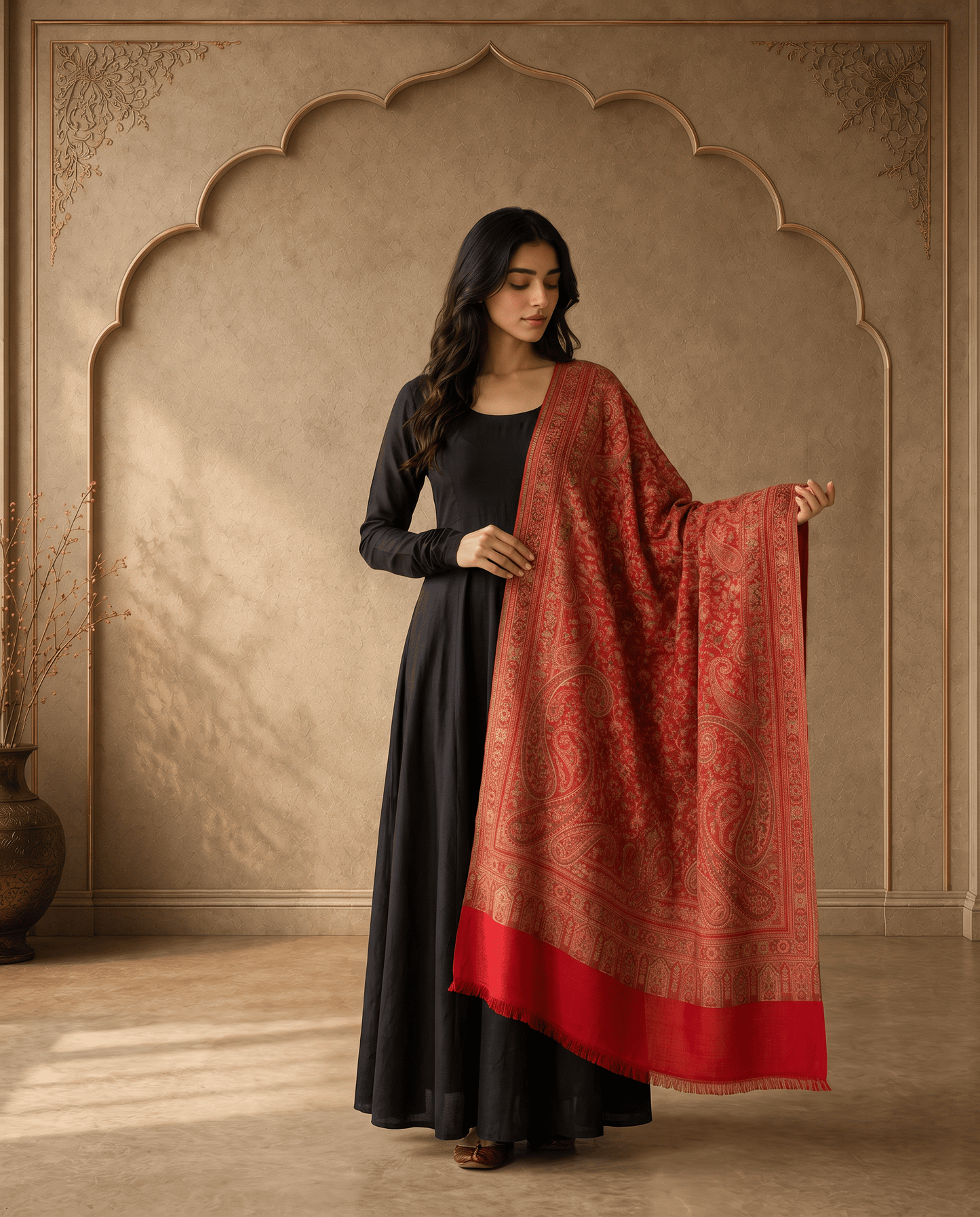 Royal Crimson Paisley Heritage Stole