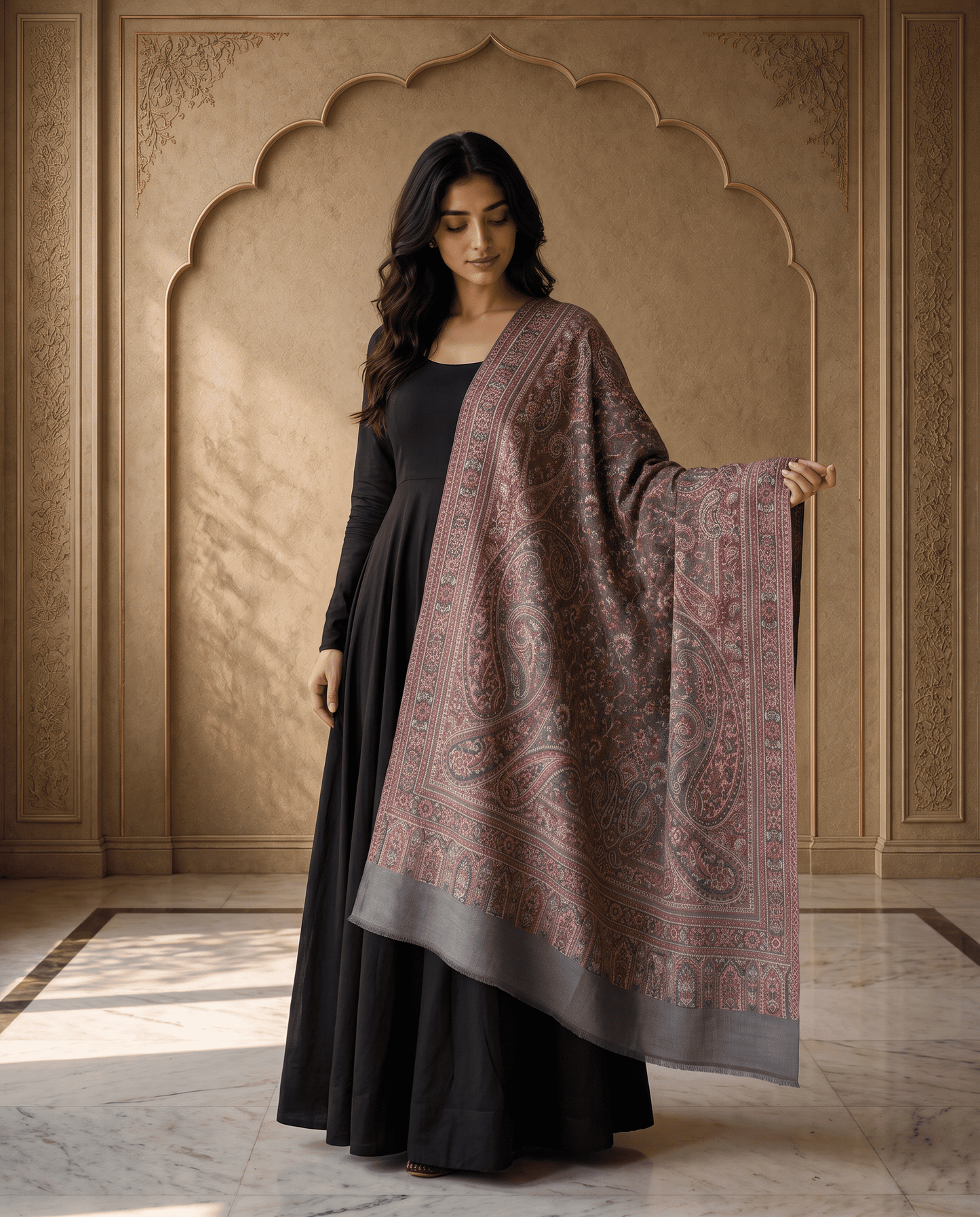 Royal Crimson Paisley Heritage Stole