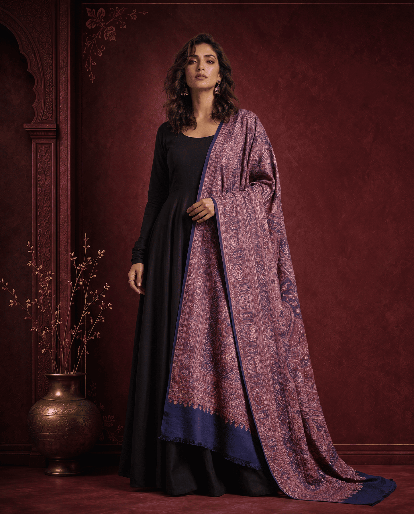 Royal Plum Paisley Heritage Shawl