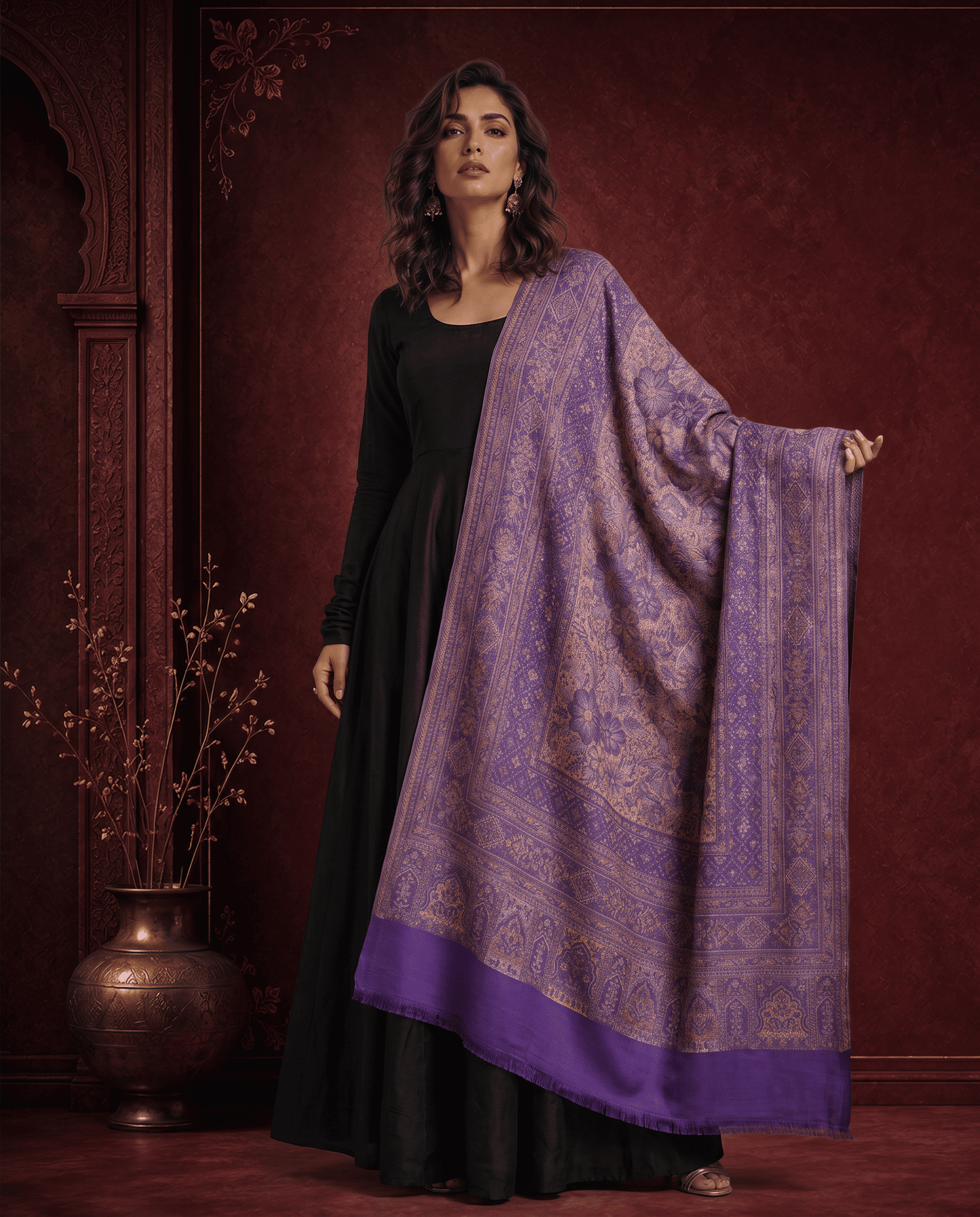 Royal Plum Paisley Heritage Shawl