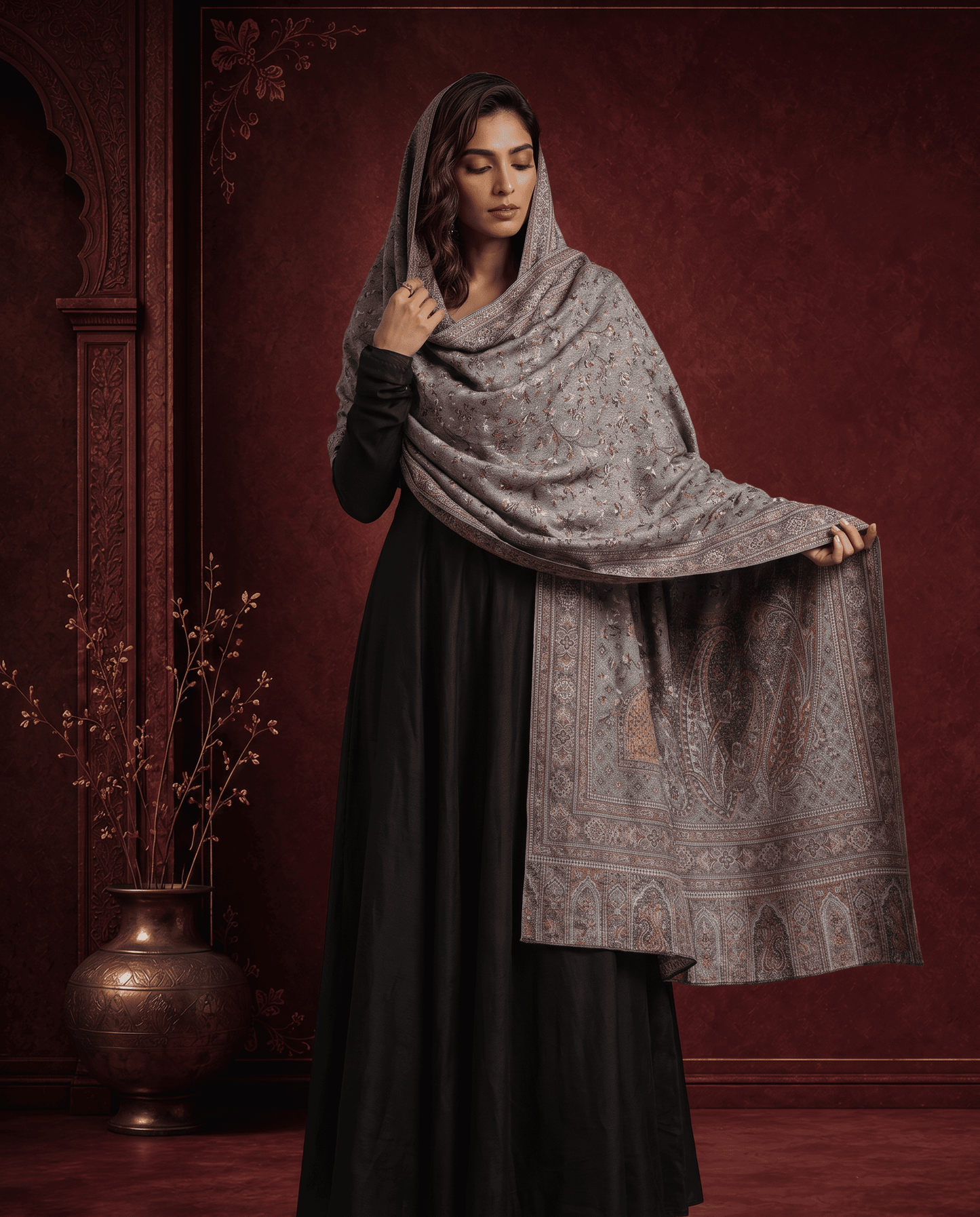 Royal Plum Paisley Heritage Shawl