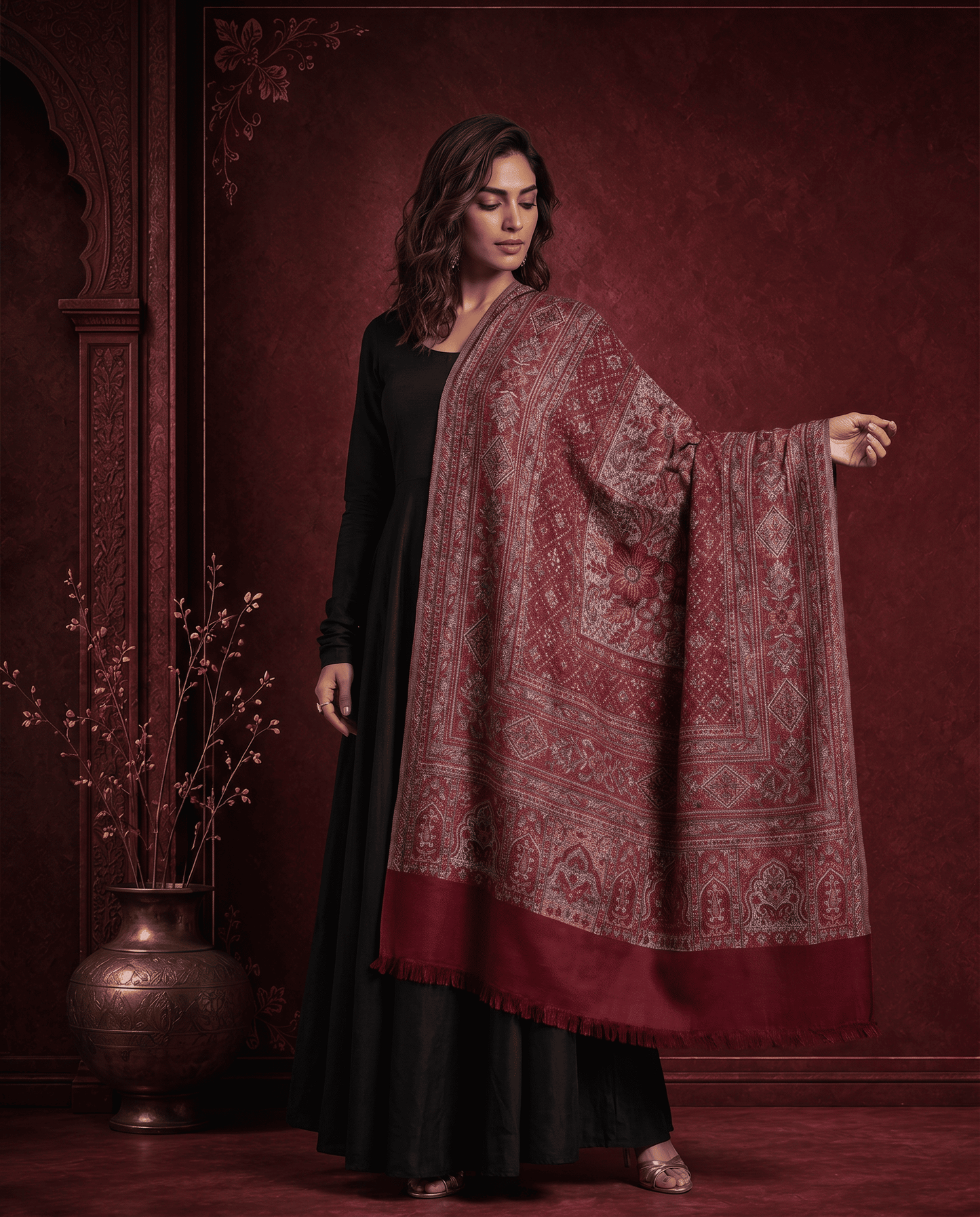 Royal Plum Paisley Heritage Shawl