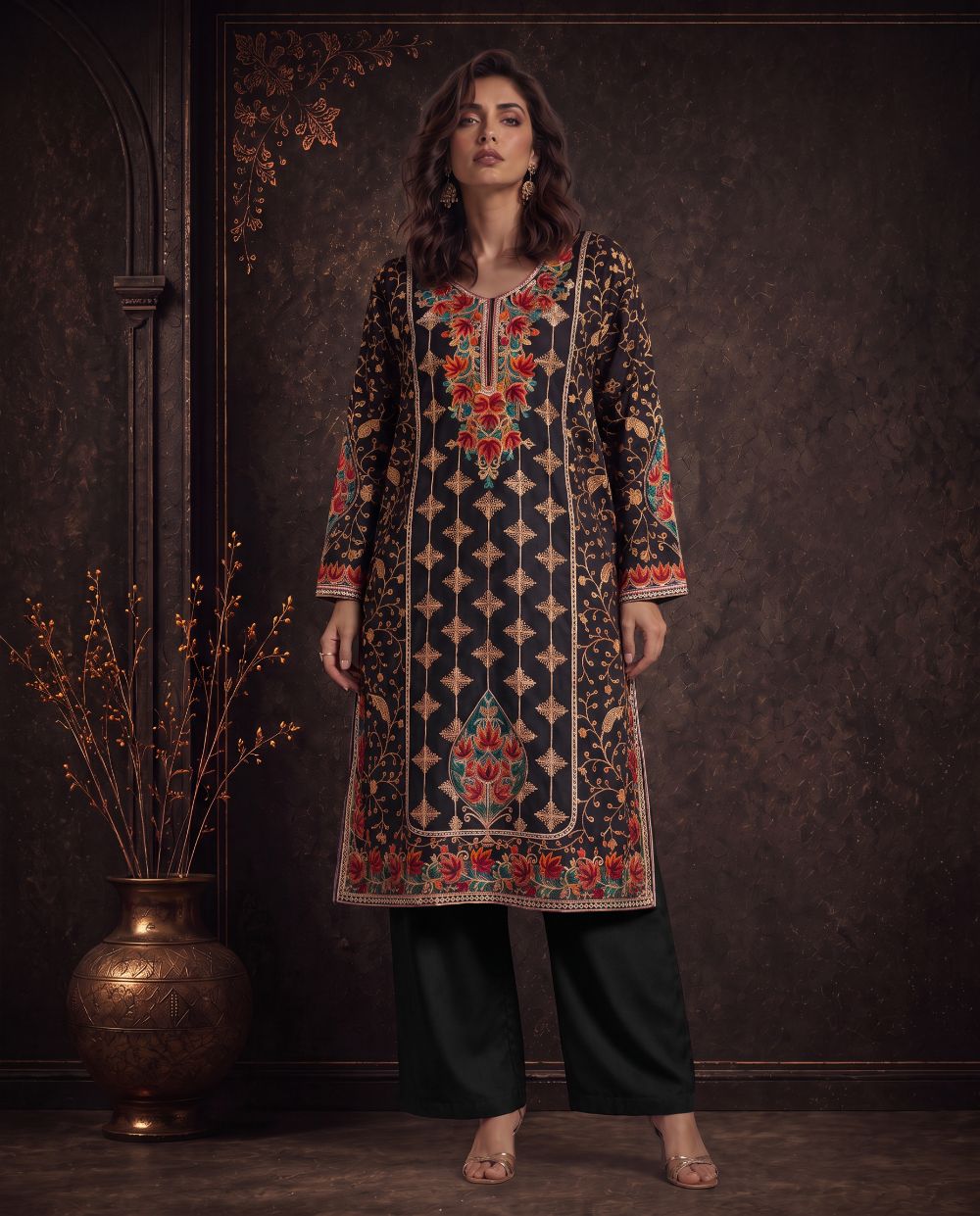 Afsana Lavender Purple Embroidered Pheran Set