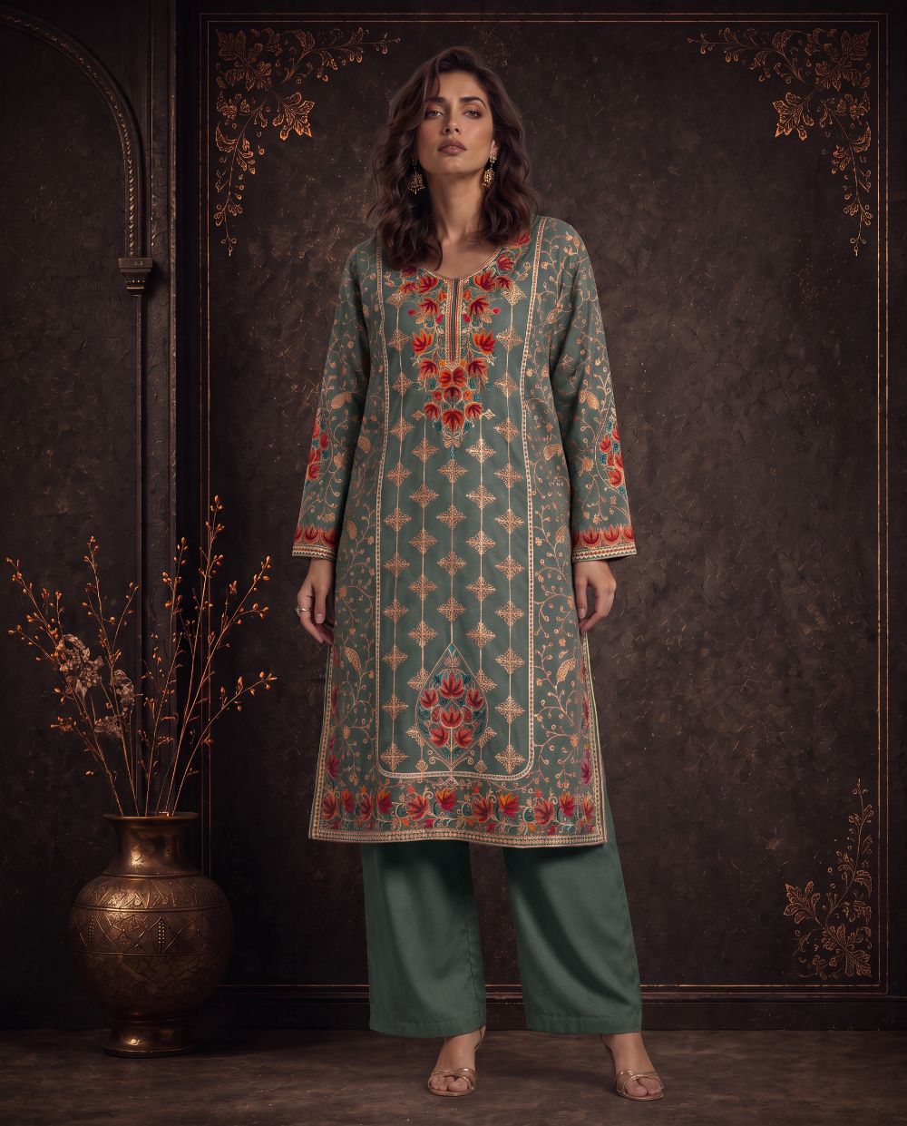 Afsana Lavender Purple Embroidered Pheran Set