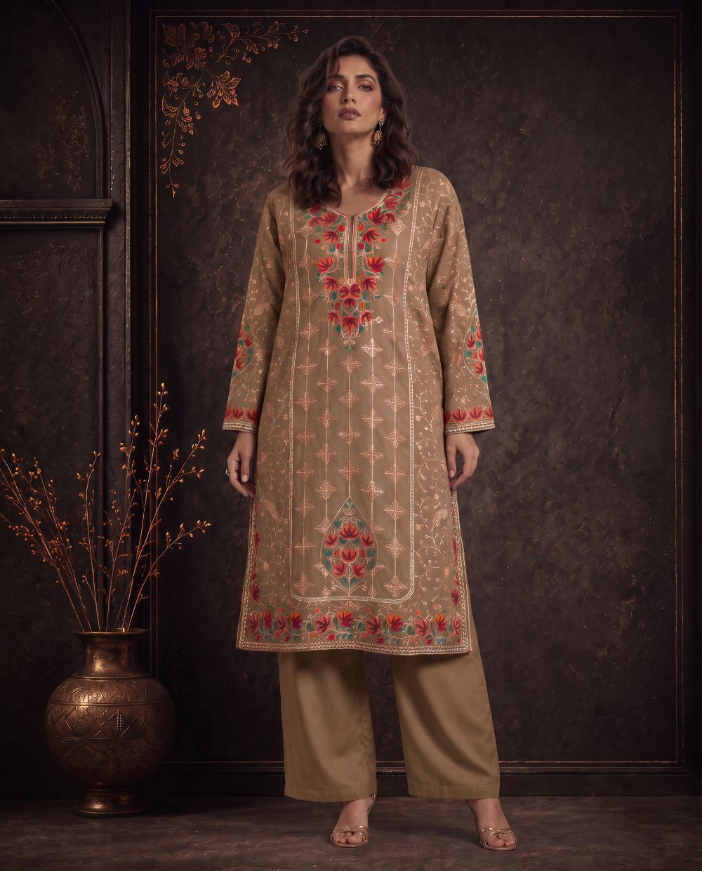 Afsana Lavender Purple Embroidered Pheran Set