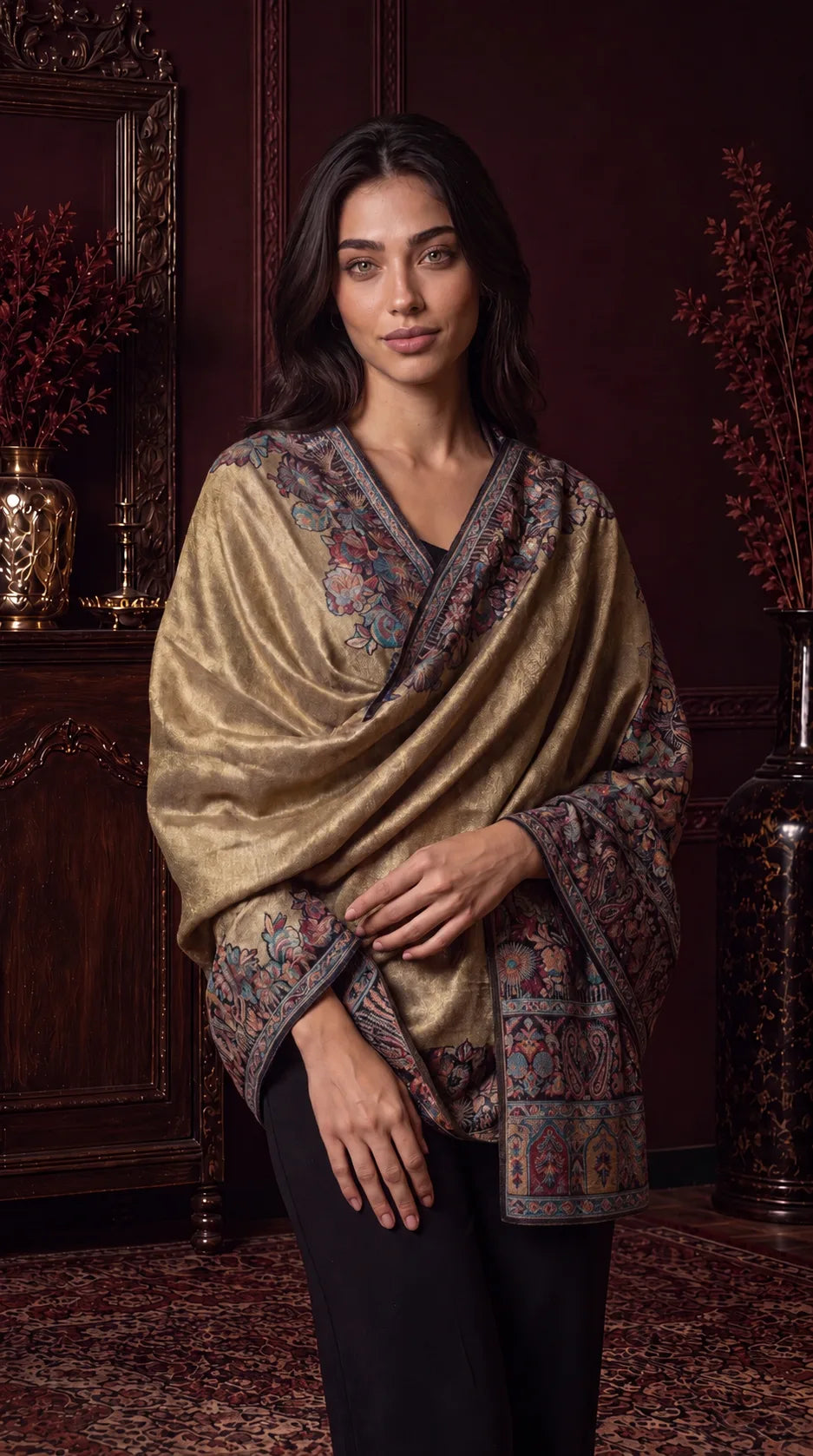 Golden Heritage Moonlight Zari Shawl